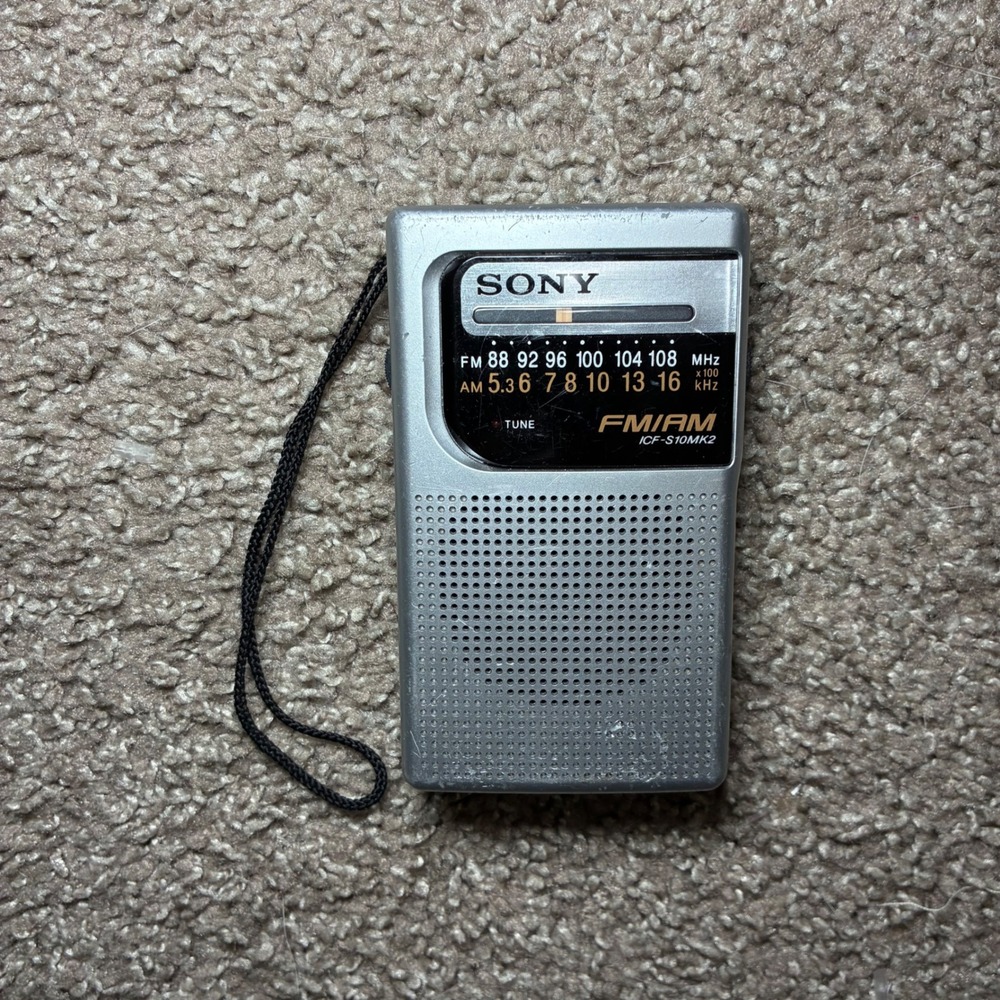 Sony ICF-S10MK2 Pocket Radio AM FM 2 Band Portable Handheld Vintage Retro Tested